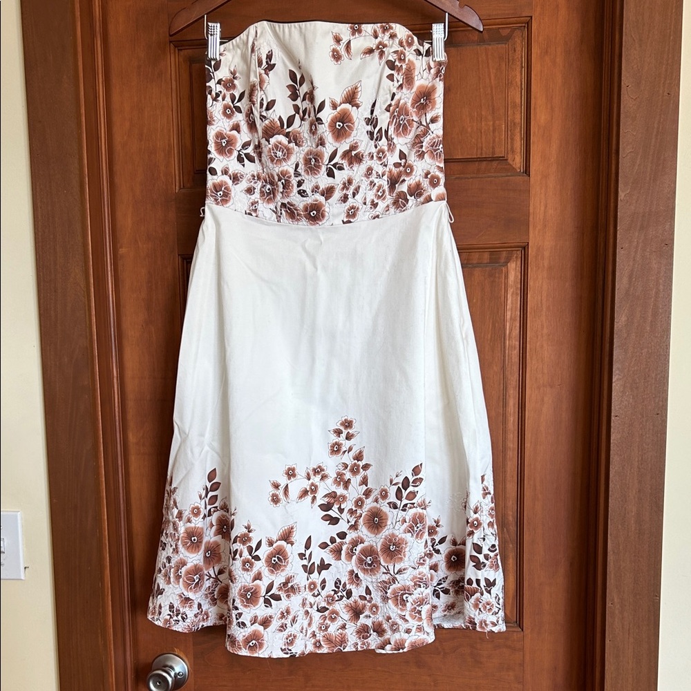 Tailor B. Moss Strapless Floral Dress - White and Brown